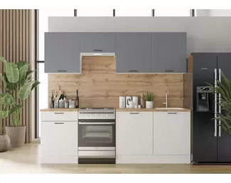 Кухонный гарнитур Paola 2.4м ЛДСП - Серый графит/Белый (Горизонт)