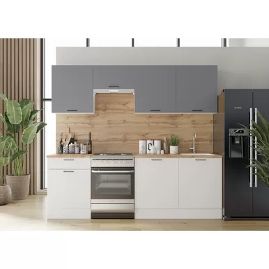 Кухонный гарнитур Paola 2.4м ЛДСП - Серый графит/Белый (Горизонт)