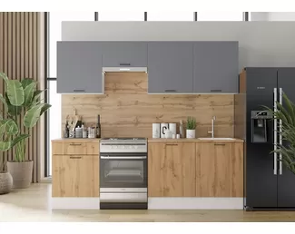 Кухонный гарнитур Paola 2.4м ЛДСП - Серый графит/Дуб Вотан (Горизонт)
