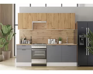 Кухонный гарнитур Paola 2.4м ЛДСП - Дуб Вотан/Серый графит (Горизонт)