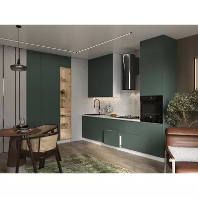 Кухня угловая Эстетик 1.4х3.0м - Форест Грин (Сурская мебель)