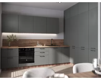 Кухня угловая Эстетик 3.4х2.2м - Тантра Грей (Сурская мебель)