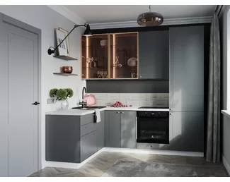 Кухня углова Перфетта Royal 1.6х2.4м - Platinum Grey (Сурская мебель)