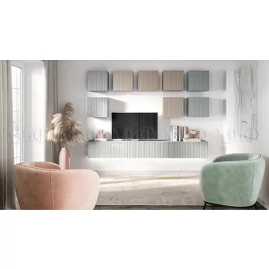 Модульная гостиная Оливия - Комплект 2 -  Шарли мокко / Глиняный серый, Шарли бриз / Сумеречный голубой (МИФ)