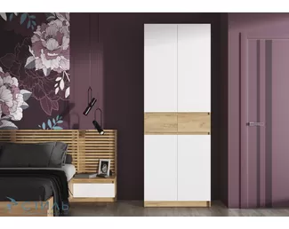 Шкаф  Квик-степ ШК-001 - Дуб Крафт золотой/Белый шагрень (МК Стиль)