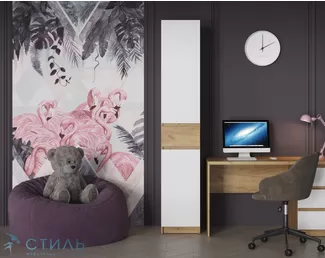 Шкаф  Квик-степ ШК-002 - Дуб Крафт золотой/Белый шагрень (МК Стиль)