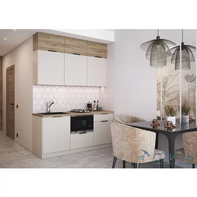 Кухонный гарнитур Бохо 1.8м ЛДСП - Кашемир/Дуб Крафт серый (МК Стиль)