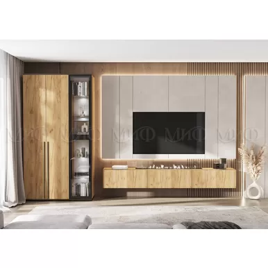 Модульная гостиная Норд (Комплект 1) - Дуб Крафт/Черный (МИФ)