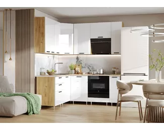 Кухонный гарнитур угловой Рио NEW 1.6х2.0/900м ЛДСП - Компоновка 2 - Белый глянец (МИФ)