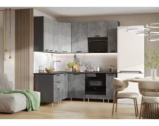 Кухонный гарнитур угловой Рио NEW 1.6х2.0/900м ЛДСП - Компоновка 2 - Бетон светлый/Бетон темный (МИФ)