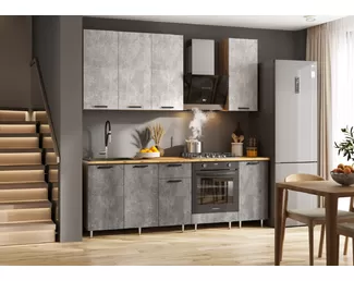 Кухонный гарнитур Рио NEW 2.2/900м ЛДСП - Компоновка 2 - Вариант 1 - Бетон светлый/Бетон темный (МИФ)