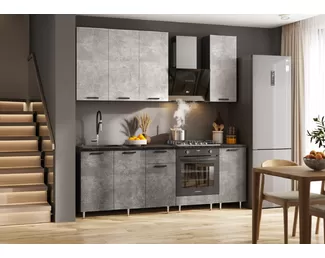 Кухонный гарнитур Рио NEW 2.2/900м ЛДСП - Компоновка 2 - Вариант 2 - Бетон светлый/Бетон темный (МИФ)