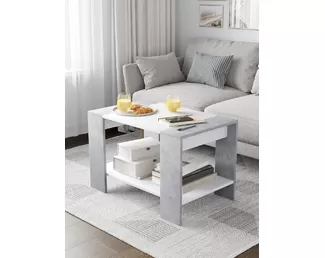 Стол журнальный Квадро NEW - Бетон/Белый (Горизонт)