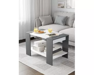 Стол журнальный Квадро NEW - Серый графит/Белый (Горизонт)