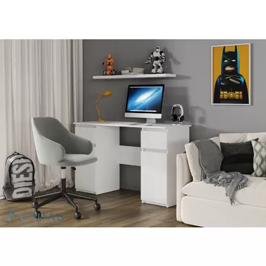 Стол письменный Бостон Лайт СП-002 - Белый/Белый гладкий (МК Стиль)