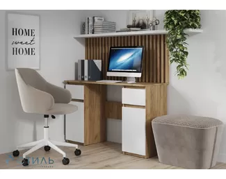 Стол письменный Бостон Лайт СП-002 - Дуб Крафт золотой/Белый гладкий (МК Стиль)