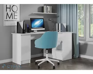 Стол угловой письменный Бостон Лайт СП-003 - Белый/Белый гладкий (МК Стиль)