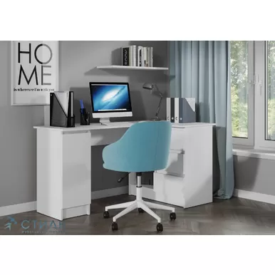 Стол угловой письменный Бостон Лайт СП-003 - Белый/Белый гладкий (МК Стиль)