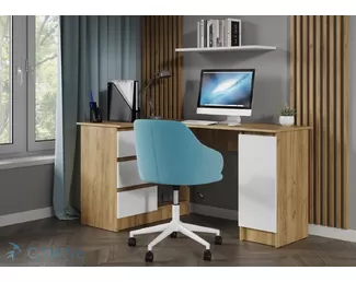 Стол угловой письменный Бостон Лайт СП-003 - Дуб Крафт золотой/Белый гладкий (МК Стиль)