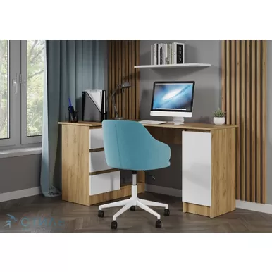 Стол угловой письменный Бостон Лайт СП-003 - Дуб Крафт золотой/Белый гладкий (МК Стиль)