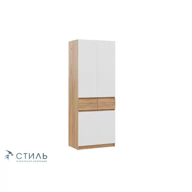 Шкаф Бостон Лайт ШК-002 (2-ств.) - Дуб Крафт золотой/Белый гладкий (МК Стиль)