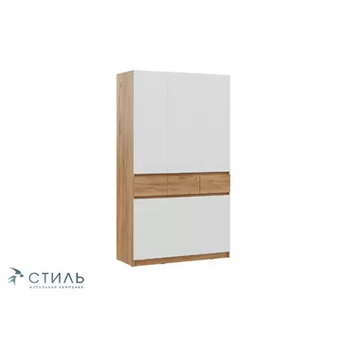 Шкаф Бостон Лайт ШК-003 (3-ств.) - Дуб Крафт золотой/Белый гладкий (МК Стиль)