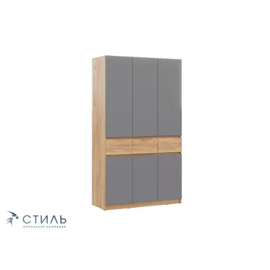Шкаф Бостон Лайт ШК-003 (3-ств.) - Дуб Крафт золотой/Серый Шифер (МК Стиль)