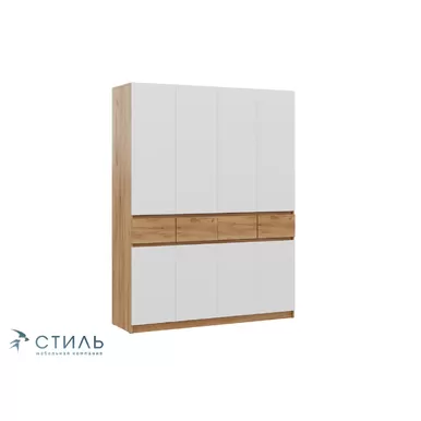 Шкаф Бостон Лайт ШК-004 (4-ств.) - Дуб Крафт золотой/Белый гладкий (МК Стиль)