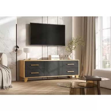 Тумба под ТВ Ирис - Дуб Крафт / Графит (МИФ)