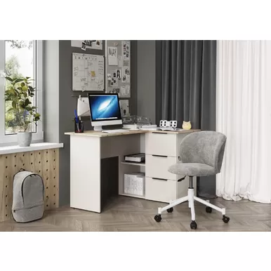 Стол письменный угловой Бохо СП-003 - Дуб Крафт серый/Кашемир (МК Стиль)