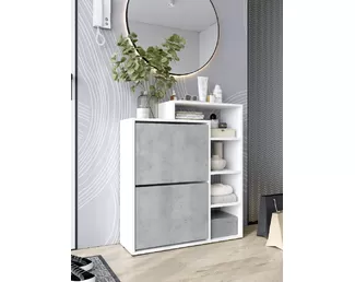 Обувница Дуэт - Белый/Бетон (Горизонт)