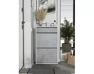 Обувница Дуэт (с ящиком) - Белый/Бетон (Горизонт)