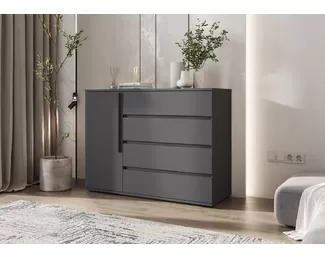 Комод Норд (1 дверь, 4 ящика) - Графит (МИФ)