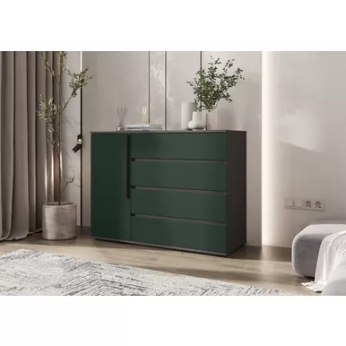 Комод Норд (1 дверь, 4 ящика) - Графит/Изумрудный (МИФ)