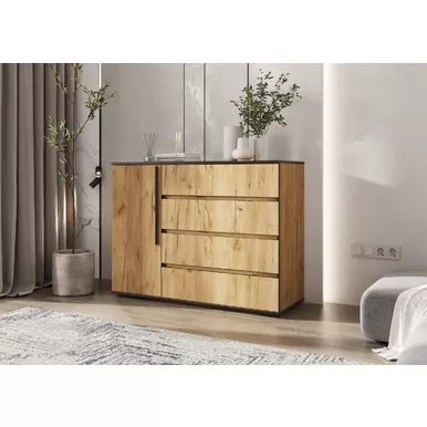 Комод Норд (1 дверь, 4 ящика) - Дуб Крафт (МИФ)