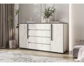 Комод Норд (2 двери, 4 ящика) - Дуб Крафт белый (МИФ)