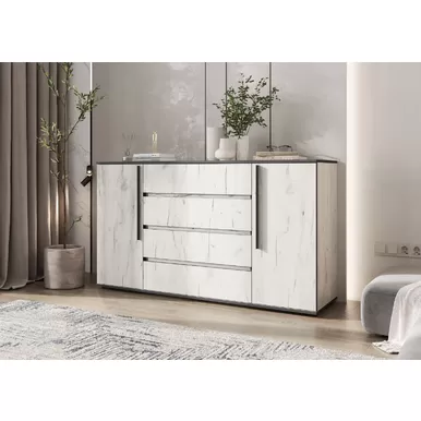 Комод Норд (2 двери, 4 ящика) - Дуб Крафт белый (МИФ)