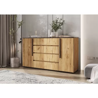 Комод Норд (2 двери, 4 ящика) - Дуб Крафт (МИФ)