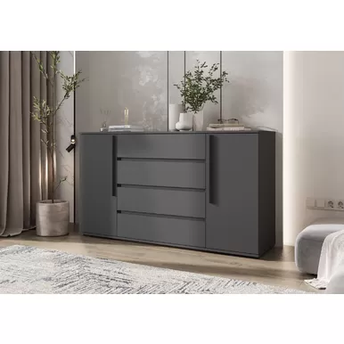 Комод Норд (2 двери, 4 ящика) - Графит (МИФ)