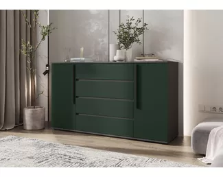 Комод Норд (2 двери, 4 ящика) - Графит/Изумрудный (МИФ)