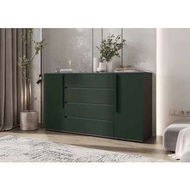 Комод Норд (2 двери, 4 ящика) - Графит/Изумрудный (МИФ)