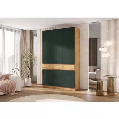 Шкаф Роджина 3-х створчатый - Дуб Крафт / Изумрудный (МИФ)
