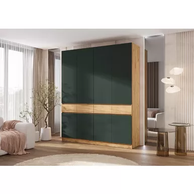 Шкаф Роджина 4-х створчатый - Дуб Крафт / Изумрудный (МИФ)