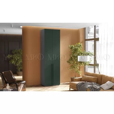 Шкаф 2-х створчатый Норд с антресолью (800) - Графит/Изумрудный (МИФ)