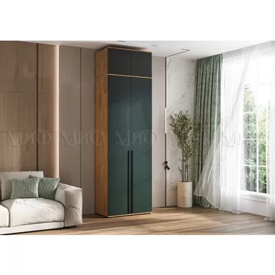 Шкаф 2-х створчатый Норд с антресолью (800) - Дуб Крафт/Изумрудный (МИФ)