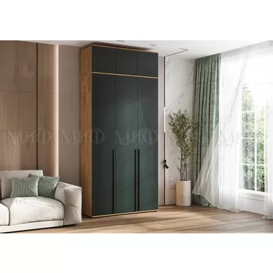 Шкаф 3-х створчатый Норд с антресолью (1200) - Дуб Крафт/Изумрудный (МИФ)