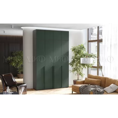Шкаф 4-х створчатый Норд (1600) с антресолью - Графит/Изумрудный (МИФ)