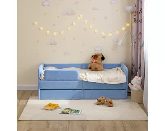 Кровать Donny Lux с бортиком и ящиками (160х70) - Лазурный (Romack)