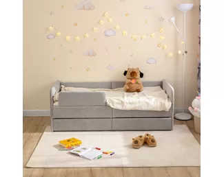 Кровать Donny Lux с бортиком и ящиками (160х70) - Серый (Romack)