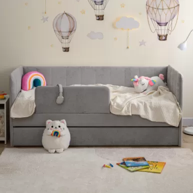 Кровать-тахта Polly ЯМБ с ортоматрасом (160x80) - Серый (Romack)